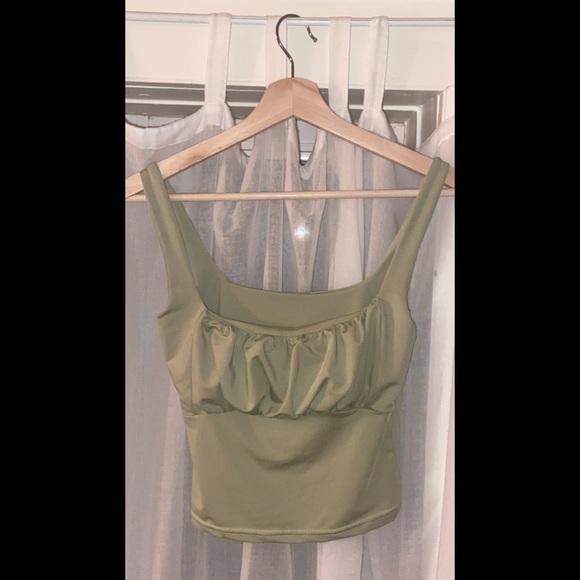 sage green ruched top - Picture 1 of 2